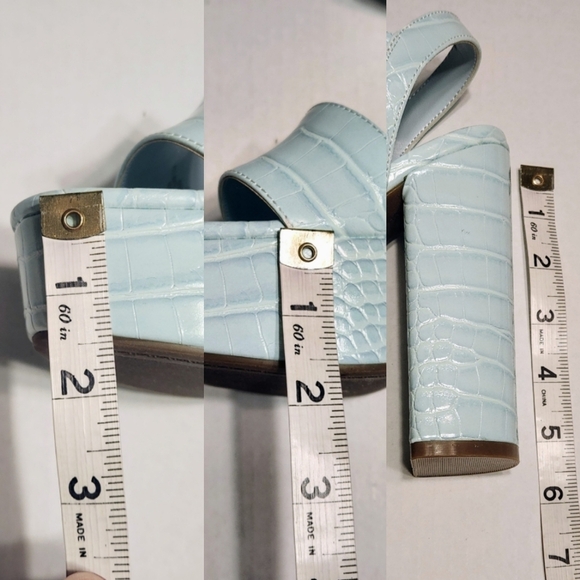 ❗️SOLD❗️Guess Gabeli NEW Faux Croc Ankle Strap Platform Block Heel Sandals Blue - Picture 10 of 11